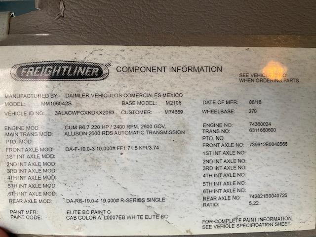 2019 Freightliner Business Class M2 106-25 2019 Freightliner Business Class M2 106-25