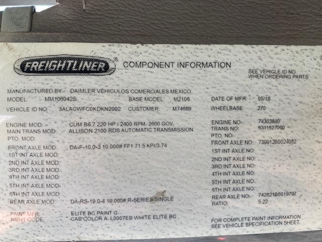 2019 Freightliner Business Class M2 106-27 2019 Freightliner Business Class M2 106-27